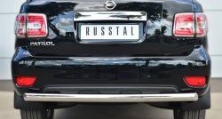 Защита заднего бампера (Ø76 мм, нержавейка) SLITKOFF Nissan Patrol  6 (2014-2017) Y62 рестайлинг