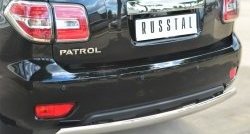 11 599 р. Защита заднего бампера (Ø75x42 мм, нержавейка) Russtal Nissan Patrol 6 Y62 рестайлинг (2014-2017)  с доставкой в г. Кемерово. Увеличить фотографию 2