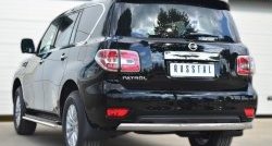 11 599 р. Защита заднего бампера (Ø75x42 мм, нержавейка) Russtal Nissan Patrol 6 Y62 рестайлинг (2014-2017)  с доставкой в г. Кемерово. Увеличить фотографию 4