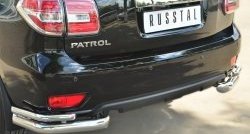 12 899 р. Защита заднего бампера (2 трубы Ø76 и 42 мм уголки, нержавейка) SLITKOFF  Nissan Patrol  6 (2010-2014) Y62 дорестайлинг  с доставкой в г. Кемерово. Увеличить фотографию 2