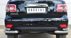 Защита заднего бампера (2 трубы Ø76 и 42 мм уголки, нержавейка) SLITKOFF Nissan Patrol  6 (2010-2014) Y62 дорестайлинг