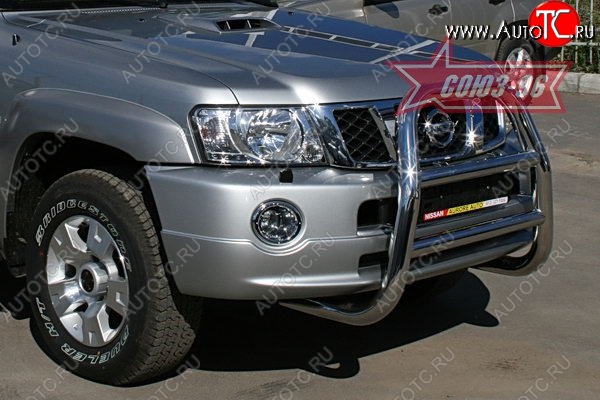 18 449 р. Защита переднего бампера Souz-96 (d76) Nissan Patrol 5 Y61 2-ой рестайлинг (2004-2010)  с доставкой в г. Кемерово