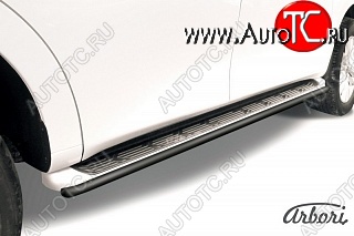 7 595 р. Защита штатных порогов Arbori (черная, d42 mm). Nissan Patrol 6 Y62 дорестайлинг (2010-2014)  с доставкой в г. Кемерово