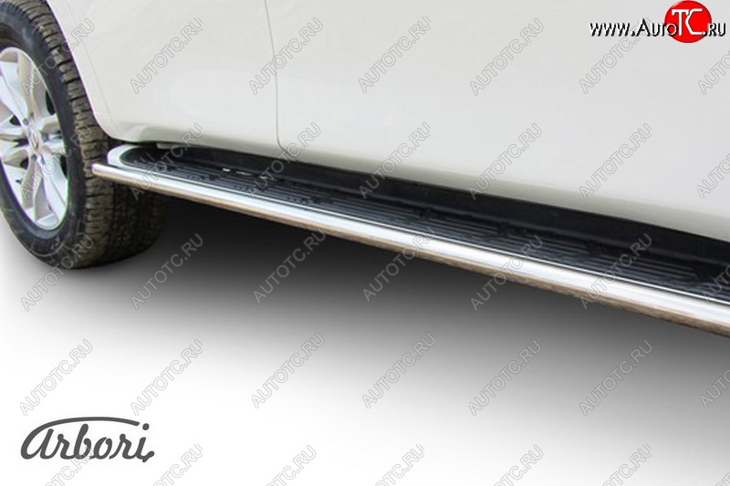3 194 р. Защита штатных порогов Arbori (нержавейка, d42 mm).  Nissan Patrol  6 (2010-2014) Y62 дорестайлинг  с доставкой в г. Кемерово