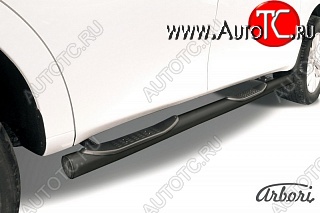 14 039 р. Защита штатных порогов Arbori (с проступью, черная, d76 mm).  Nissan Patrol  6 (2010-2014) Y62 дорестайлинг  с доставкой в г. Кемерово