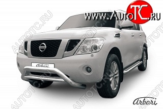 49 499 р. Защита переднего бампера Arbori (низкая, нержавейка, 1 труба d76 mm).  Nissan Patrol  6 (2010-2014) Y62 дорестайлинг  с доставкой в г. Кемерово