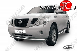 22 949 р. Защита переднего бампера Arbori (нержавейка, 1 труба d76 mm).  Nissan Patrol  6 (2010-2014) Y62 дорестайлинг  с доставкой в г. Кемерово