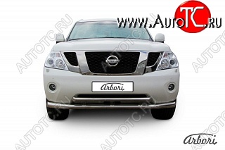 26 369 р. Защита переднего бампера Arbori (нержавейка, 2 трубы d76 и 57 mm)  Nissan Patrol  6 (2010-2014) Y62 дорестайлинг  с доставкой в г. Кемерово