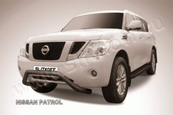 Кенгурятник d76 низкий широкий мини Nissan Patrol  6 (2010-2014) Y62 дорестайлинг