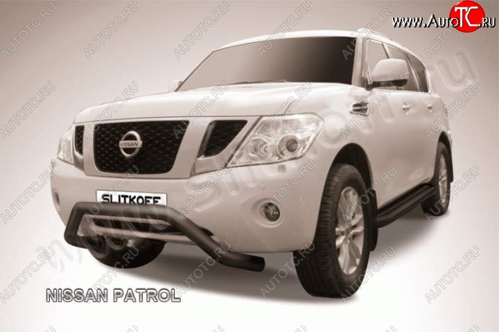 25 999 р. Кенгурятник d76 низкий широкий мини  Nissan Patrol  6 (2010-2014) Y62 дорестайлинг (Цвет: серебристый)  с доставкой в г. Кемерово