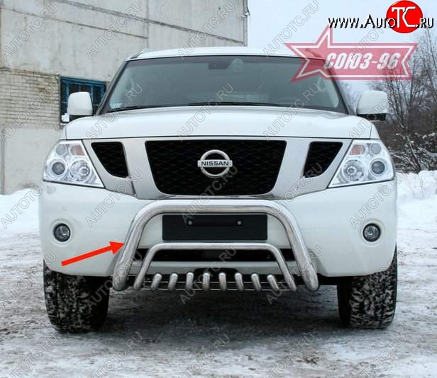 16 514 р. Защита переднего бампера Souz-96 (d76)  Nissan Patrol  6 (2010-2014) Y62 дорестайлинг  с доставкой в г. Кемерово