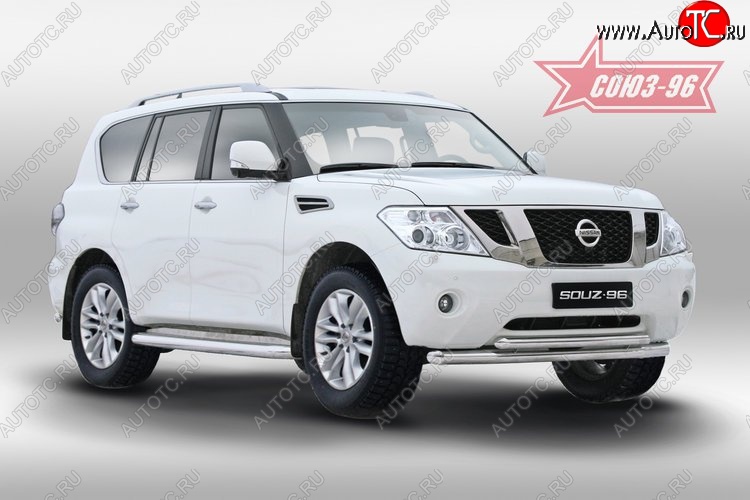 23 984 р. Защита переднего бампера двойная Souz-96 (d76/60)  Nissan Patrol  6 (2010-2014) Y62 дорестайлинг  с доставкой в г. Кемерово
