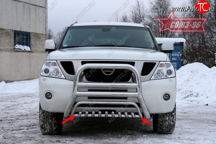 17 954 р. Защита переднего бампера нижняя Souz-96  Nissan Patrol  6 (2010-2014) Y62 дорестайлинг  с доставкой в г. Кемерово