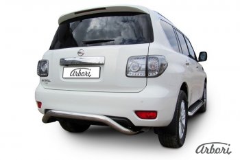 31 139 р. Защита заднего бампера Arbori (скоба, нержавейка, 1 труба d76 mm).  Nissan Patrol  6 (2010-2014) Y62 дорестайлинг  с доставкой в г. Кемерово. Увеличить фотографию 2