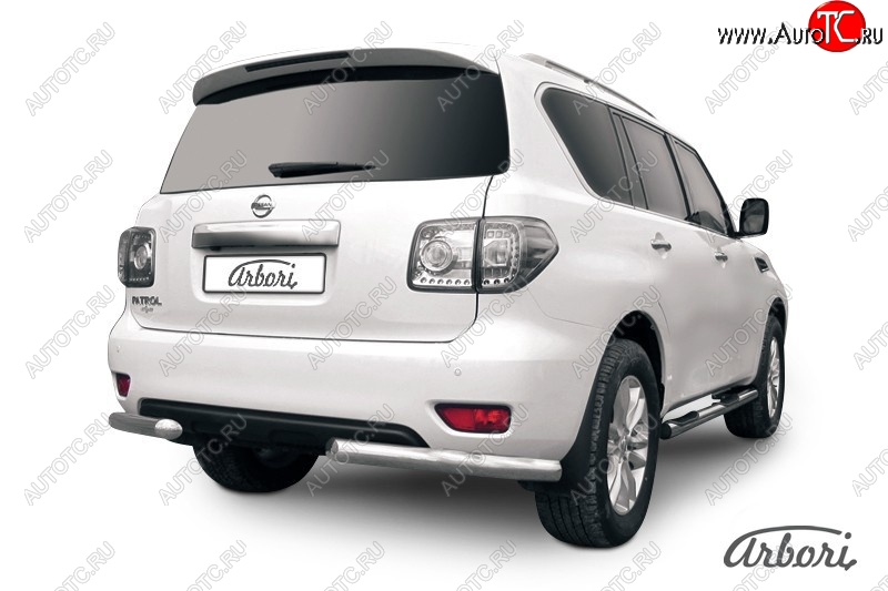 25 829 р. Защита заднего бампера Arbori (уголки, нержавейка, 2 труба d76 и 42 mm).  Nissan Patrol  6 (2010-2014) Y62 дорестайлинг  с доставкой в г. Кемерово