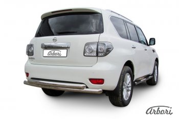 33 209 р. Защита заднего бампера Arbori (нержавейка, 2 трубы d76 mm).  Nissan Patrol  6 (2010-2014) Y62 дорестайлинг  с доставкой в г. Кемерово. Увеличить фотографию 2