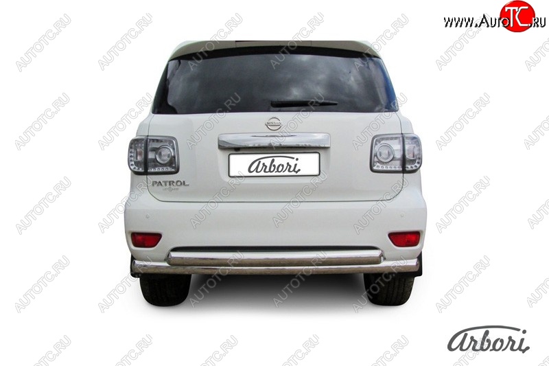 33 209 р. Защита заднего бампера Arbori (нержавейка, 2 трубы d76 mm).  Nissan Patrol  6 (2010-2014) Y62 дорестайлинг  с доставкой в г. Кемерово