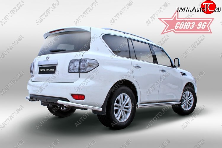 10 169 р. Защита заднего бампера Souz-96 (d60)  Nissan Patrol  6 (2010-2014) Y62 дорестайлинг  с доставкой в г. Кемерово