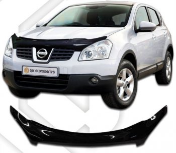 2 559 р. Дефлектор капота CA-Plastiс  Nissan Qashqai  1 (2007-2010) дорестайлинг (серия Classic черный, Без надписи)  с доставкой в г. Кемерово. Увеличить фотографию 2