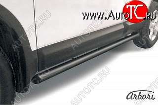 6 119 р. Защита штатных порогов Arbori (черная, d57 mm). Nissan Qashqai 1 дорестайлинг (2007-2010)  с доставкой в г. Кемерово
