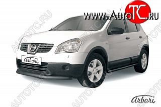 5 939 р. Защита переднего бампера Arbori (короткая, черная, 1 труба d57 mm). Nissan Qashqai 1 дорестайлинг (2007-2010)  с доставкой в г. Кемерово