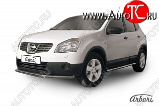 7 919 р. Защита переднего бампера Arbori (нержавейка, 1 труба d57 mm).  Nissan Qashqai  1 (2007-2010) дорестайлинг  с доставкой в г. Кемерово