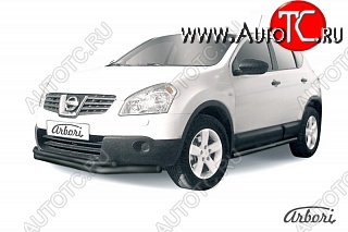 7 703 р. Защита переднего бампера Arbori (черная, 2 трубы d57 и 42 mm)  Nissan Qashqai  1 (2007-2010) дорестайлинг  с доставкой в г. Кемерово