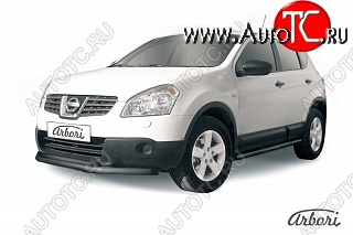 7 199 р. Защита переднего бампера Arbori (черная, 2 трубы d57 и 42 mm)  Nissan Qashqai  1 (2007-2010) дорестайлинг  с доставкой в г. Кемерово