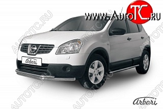 14 579 р. Защита переднего бампера Arbori (нержавейка, 2 трубы d57 и 42 mm)  Nissan Qashqai  1 (2007-2010) дорестайлинг  с доставкой в г. Кемерово