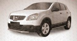 11 499 р. Защита переднего бампера из короткой трубы диаметром 57 мм Slitkoff  Nissan Qashqai  1 (2007-2010) дорестайлинг (Нержавейка, Полированная)  с доставкой в г. Кемерово. Увеличить фотографию 1