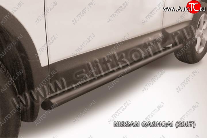 9 899 р. Защита порогов Slitkoff Nissan Qashqai 1 дорестайлинг (2007-2010) (Цвет: серебристый)  с доставкой в г. Кемерово