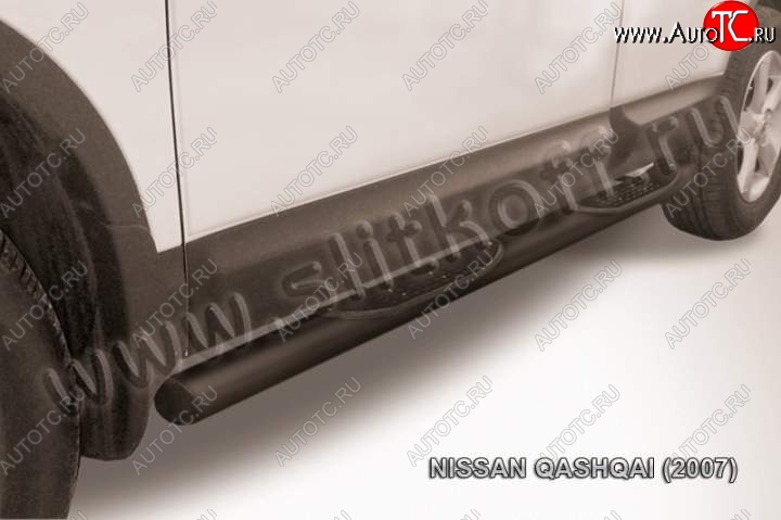 12 399 р. Защита порогов Slitkoff Nissan Qashqai 1 дорестайлинг (2007-2010) (Цвет: серебристый)  с доставкой в г. Кемерово