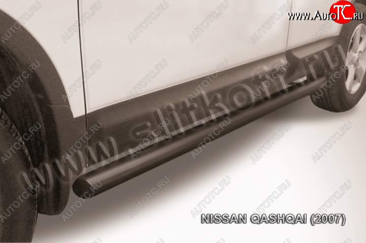 10 599 р. Защита порогов Slitkoff Nissan Qashqai 1 дорестайлинг (2007-2010) (Цвет: серебристый)  с доставкой в г. Кемерово