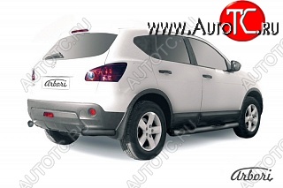 2 789 р. Защита заднего бампера Arbori (уголки, черная, 1 труба d57 mm).  Nissan Qashqai  1 (2007-2010) дорестайлинг  с доставкой в г. Кемерово
