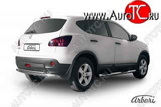 10 709 р. Защита заднего бампера Arbori (нержавейка, 2 трубы d57 и 42 mm).  Nissan Qashqai  1 (2007-2010) дорестайлинг  с доставкой в г. Кемерово