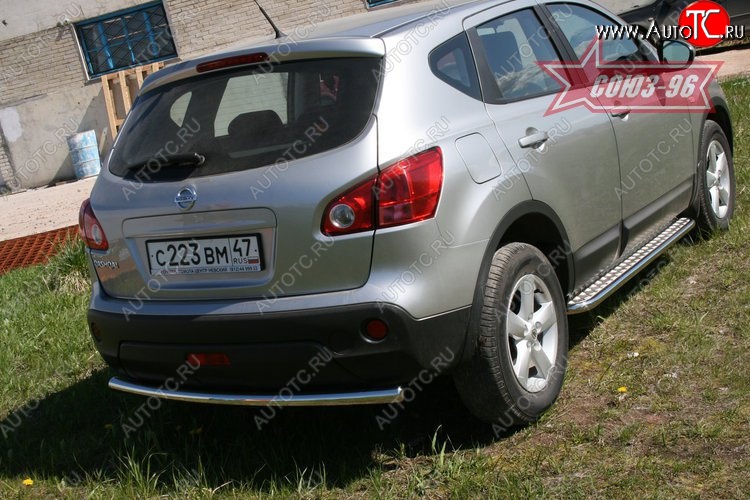 8 369 р. Защита заднего бампера Souz-96 (d60)  Nissan Qashqai  1 (2007-2010) дорестайлинг  с доставкой в г. Кемерово