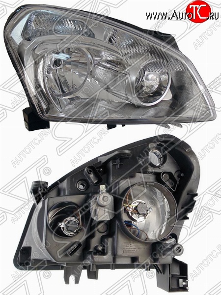 5 199 р. Правая фара передняя SAT (с электрокорректором) Nissan Qashqai 1 дорестайлинг (2007-2010)  с доставкой в г. Кемерово