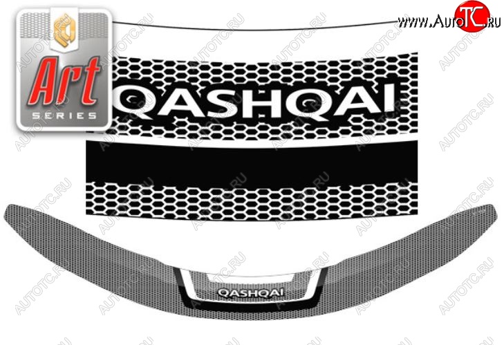 2 559 р. Дефлектор капота CA-Plastiс  Nissan Qashqai  2 (2013-2019) J11 дорестайлинг (Серия Art белая)  с доставкой в г. Кемерово