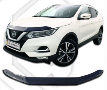 1 999 р. Дефлектор капота CA-Plastiс  Nissan Qashqai  2 (2017-2022) J11 рестайлинг (Classic черный, Без надписи)  с доставкой в г. Кемерово. Увеличить фотографию 1