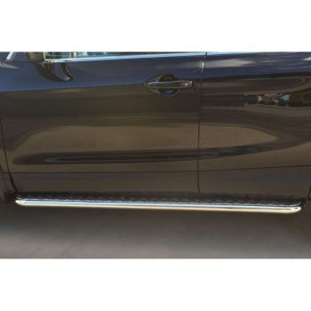 20 949 р. Защита порогов из круглой трубы диаметром 42 мм SLITKOFF v2 Nissan Qashqai 2 J11 дорестайлинг (2013-2019)  с доставкой в г. Кемерово. Увеличить фотографию 2