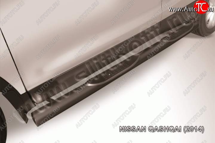 12 399 р. Защита порогов Slitkoff Nissan Qashqai 2 J11 дорестайлинг (2013-2019) (Цвет: серебристый)  с доставкой в г. Кемерово