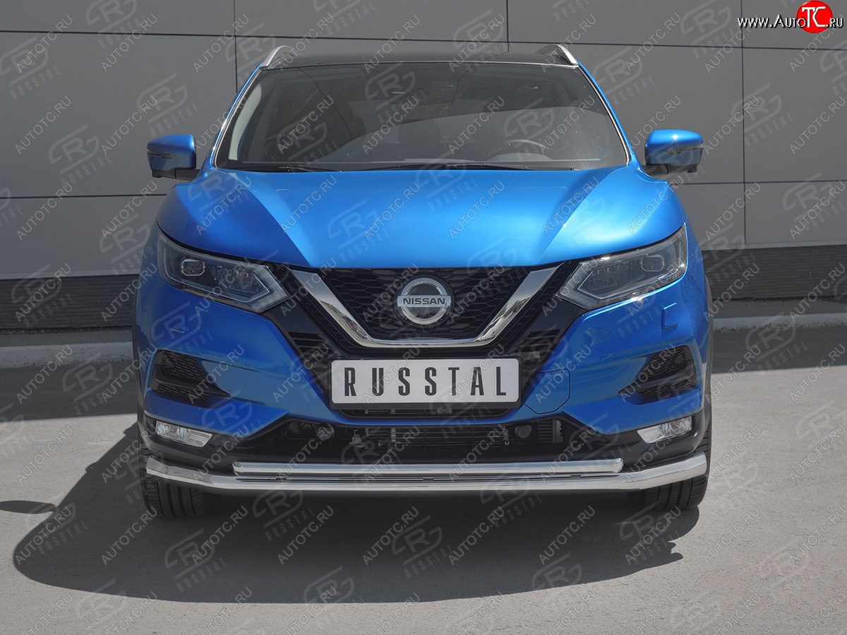 18 899 р. Защита переднего бампера (2 трубы Ø63 и 42 мм, нержавейка) SLITKOFF Nissan Qashqai 2 J11 рестайлинг (2017-2022)  с доставкой в г. Кемерово