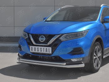 18 899 р. Защита переднего бампера (2 трубы Ø63 и 42 мм, нержавейка) SLITKOFF Nissan Qashqai 2 J11 рестайлинг (2017-2022)  с доставкой в г. Кемерово. Увеличить фотографию 2