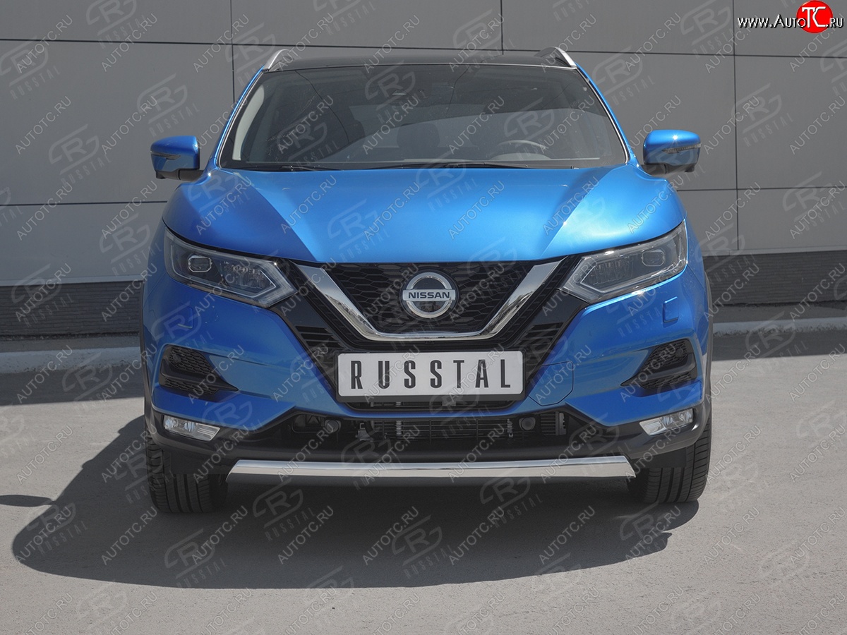 11 799 р. Защита переднего бампера (Ø75x42 мм, нержавейка) Russtal Nissan Qashqai 2 J11 рестайлинг (2017-2022)  с доставкой в г. Кемерово