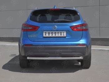 Защита заднего бампера (Ø63 мм, нержавейка) SLITKOFF Nissan Qashqai  2 (2017-2022) J11 рестайлинг