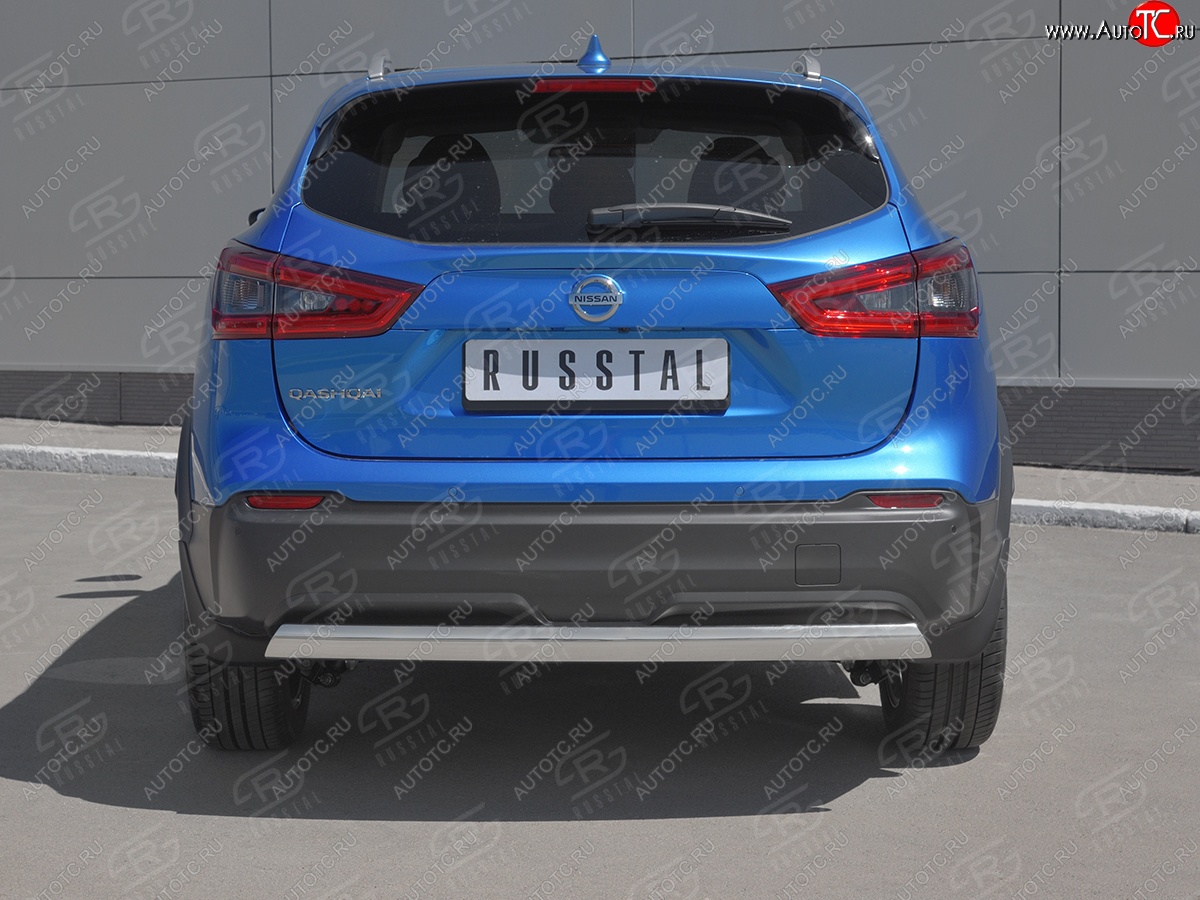 11 799 р. Защита заднего бампера (Ø75x42 мм, нержавейка) Russtal Nissan Qashqai 2 J11 рестайлинг (2017-2022)  с доставкой в г. Кемерово