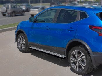 22 999 р. Порожки для ног SLITKOFF (Ø42 мм) Nissan Qashqai 2 J11 рестайлинг (2017-2022) (Лист алюминиевый, труба - сталь окрашенная в черный цвет)  с доставкой в г. Кемерово. Увеличить фотографию 1