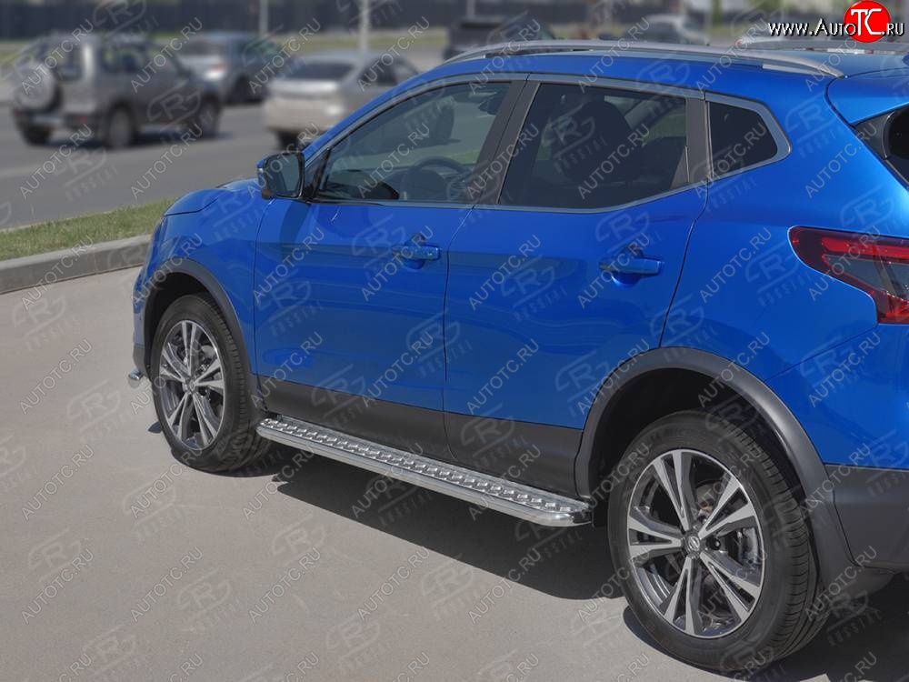 35 649 р. Порожки для ног SLITKOFF (Ø42 мм)  Nissan Qashqai  2 (2017-2022) J11 рестайлинг (Лист нержавейка, труба - нержавейка)  с доставкой в г. Кемерово