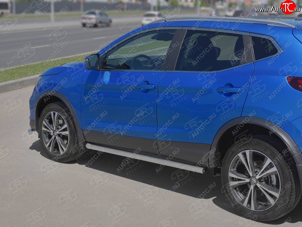 18 799 р. Защита порогов (Ø63 мм, нержавейка) SLITKOFF Nissan Qashqai 2 J11 рестайлинг (2017-2022) (С пластиковыми заглушками на торцах)  с доставкой в г. Кемерово