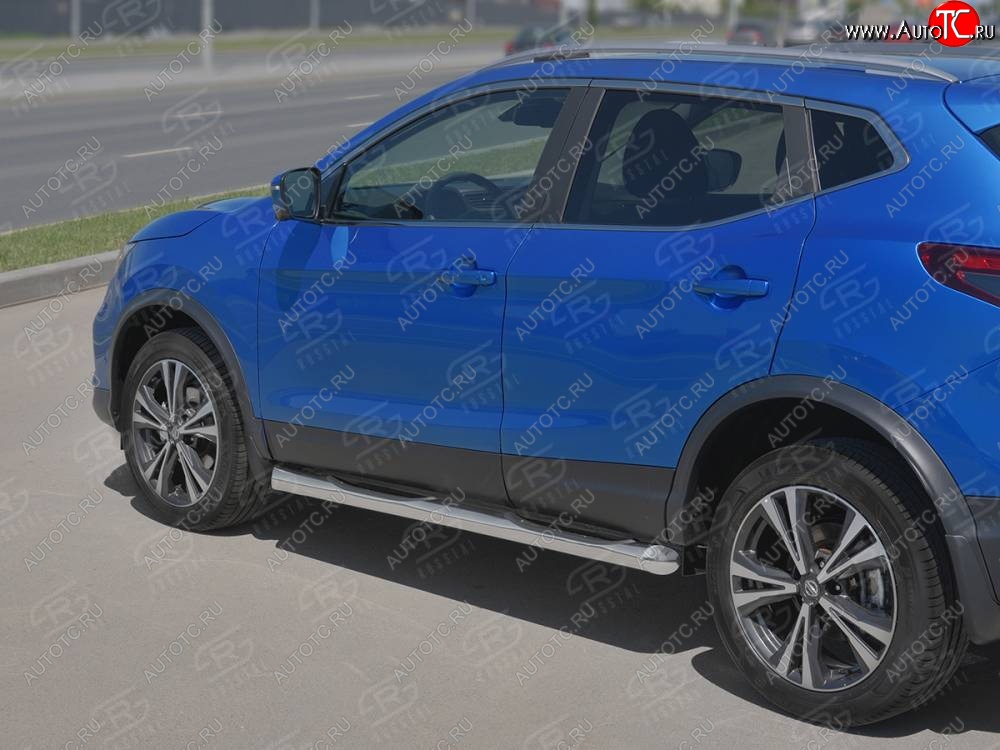 24 549 р. Защита порогов (Ø76 мм с проступью, нержавейка) SLITKOFF  Nissan Qashqai  2 (2017-2022) J11 рестайлинг (Металлические торцы под 45°)  с доставкой в г. Кемерово
